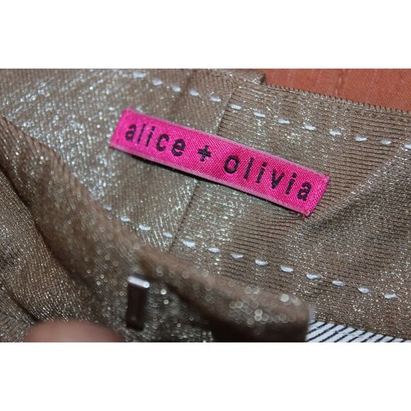 Alice + Olivia Gold Metallic Womens Pleated Trousers Pants Size 0 - Picture 6 of 9